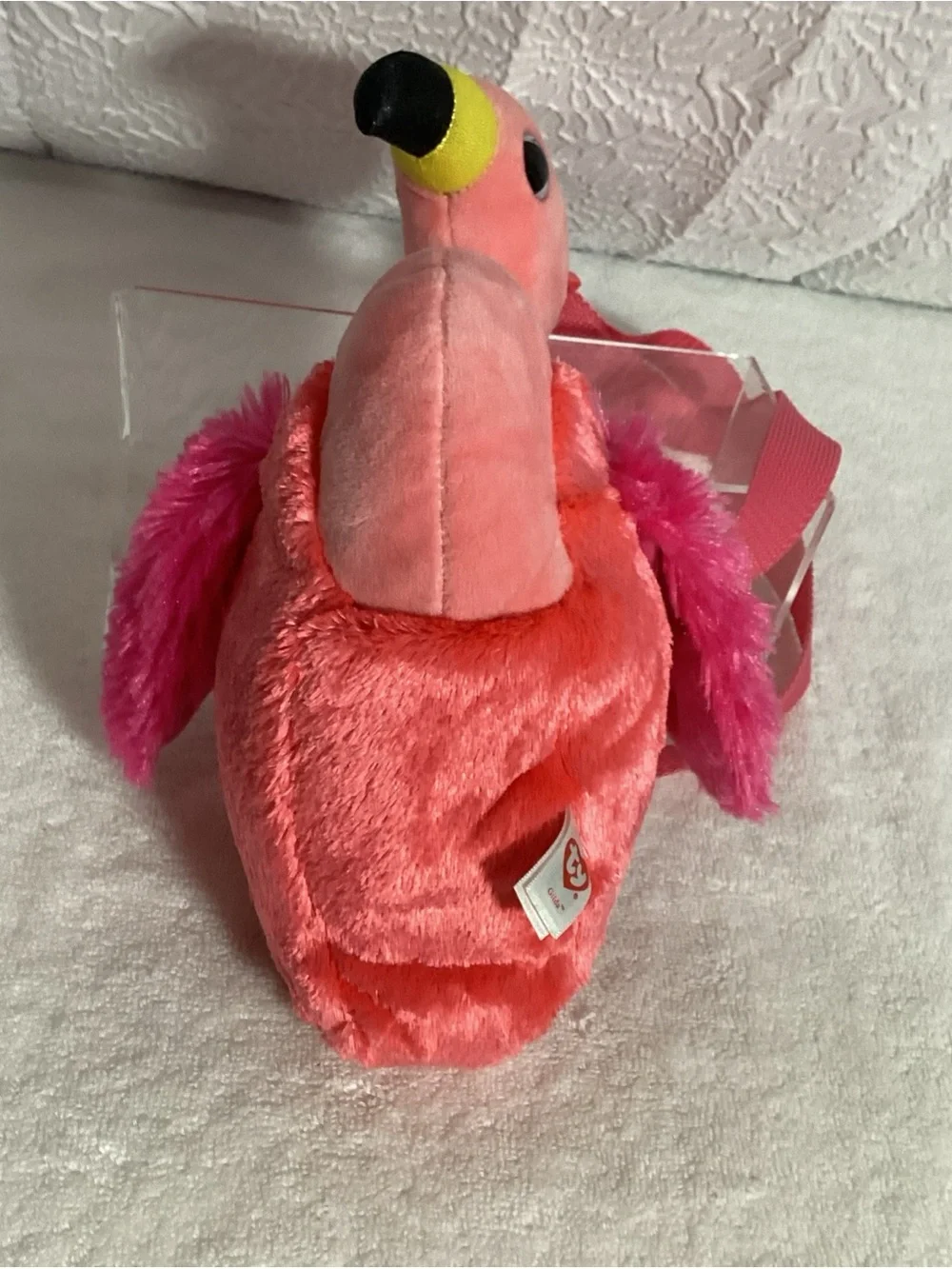 ty Gilda The Pink Plush Flamingo Zippered Crossbody Bag NWOT Soft & Cute